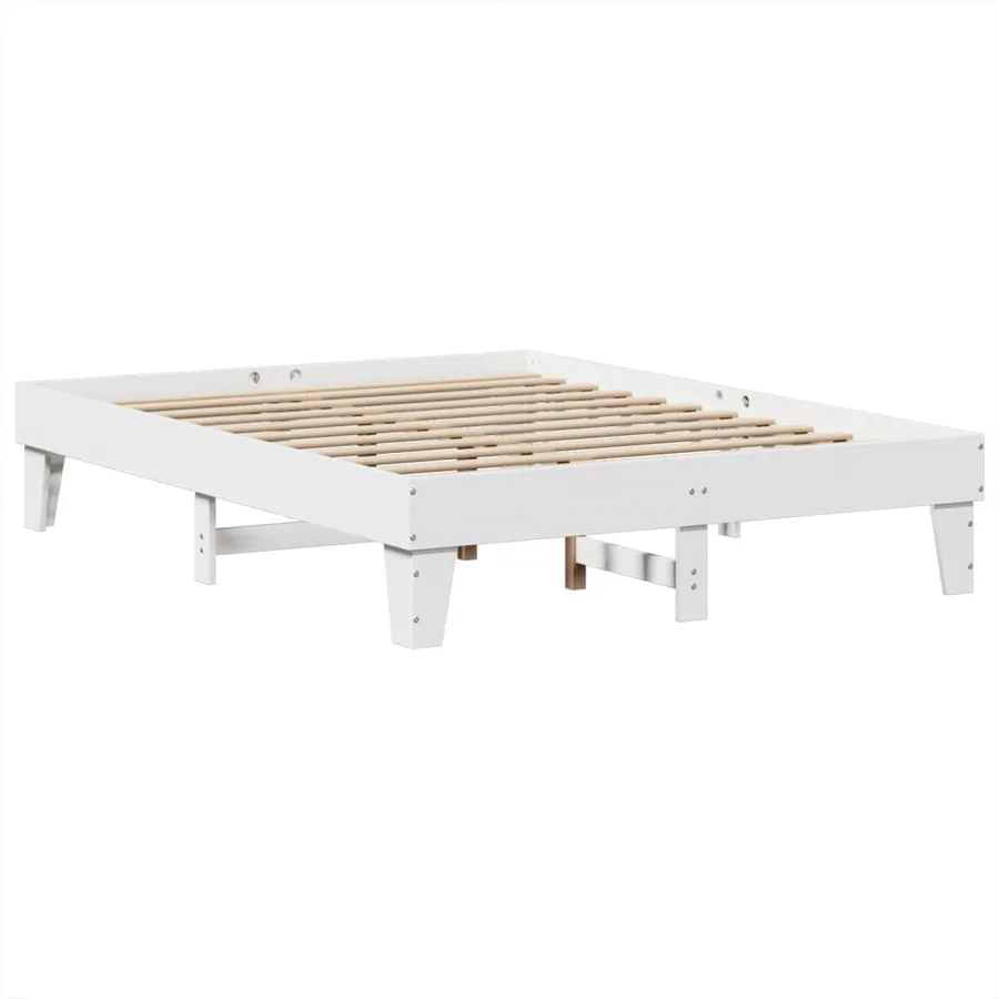 Cadre de lit sans matelas blanc 140x200 cm bois de pin massif - 3