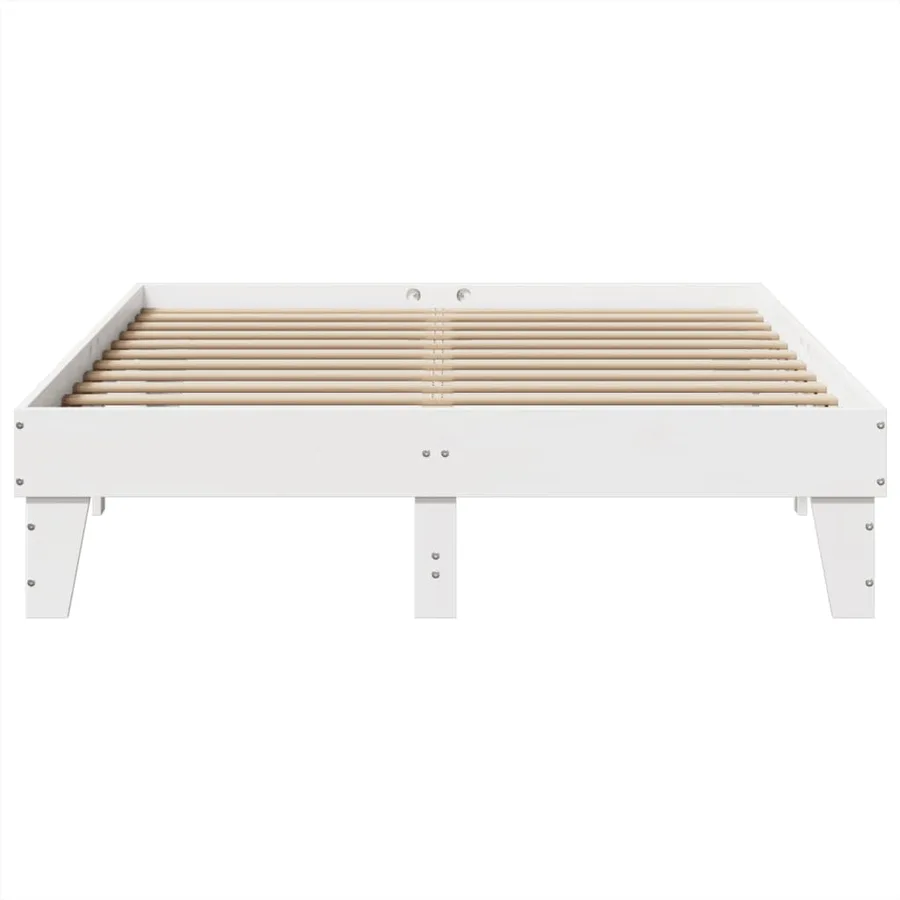 Cadre de lit sans matelas blanc 140x200 cm bois de pin massif - 4