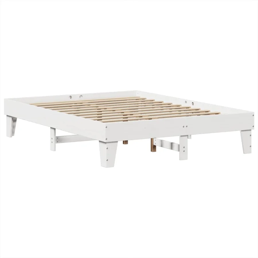 Cadre de lit sans matelas blanc 140x200 cm bois de pin massif - 6