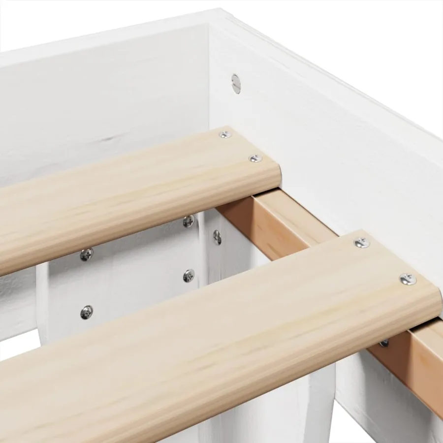 Cadre de lit sans matelas blanc 140x200 cm bois de pin massif - 7