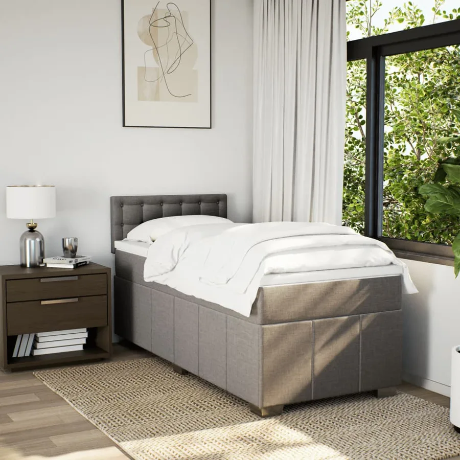 Sommier à lattes de lit avec matelas Taupe 100x200 cm Tissu - 5