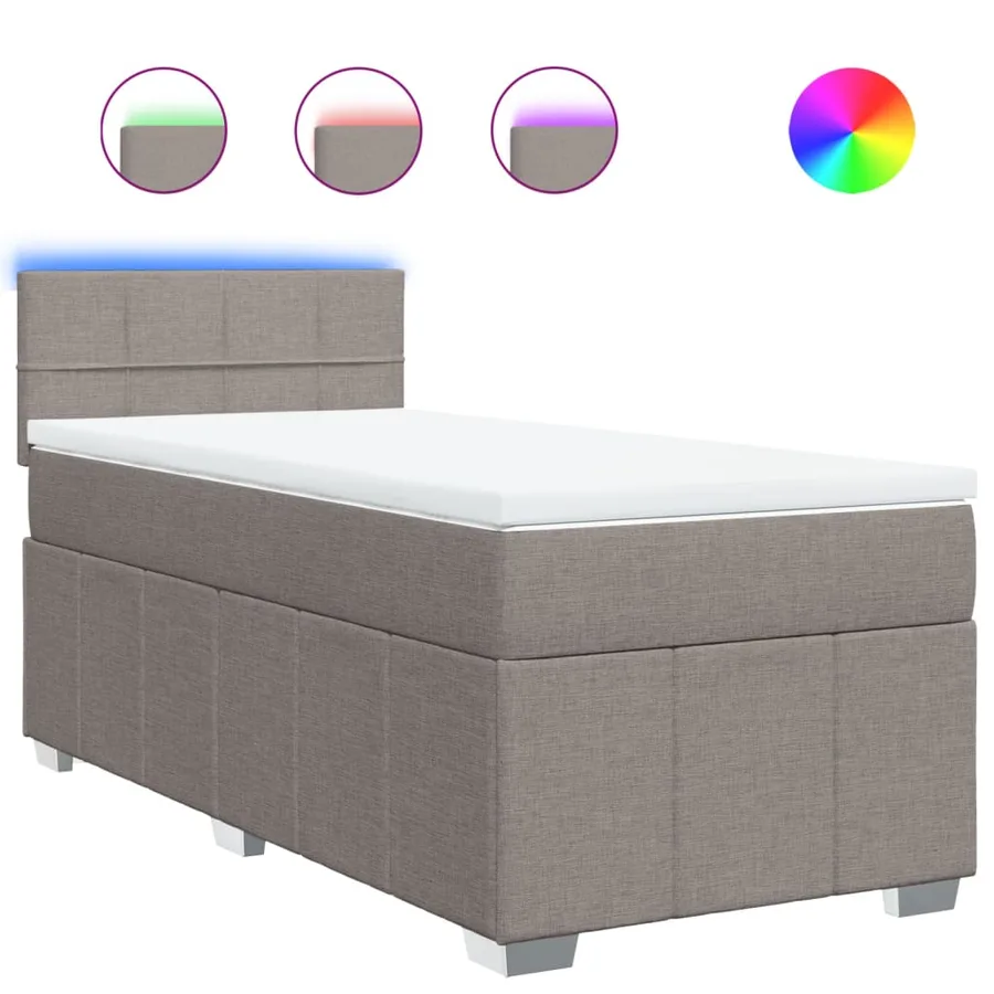 Sommier à lattes de lit avec matelas Taupe 100x200 cm Tissu - 2