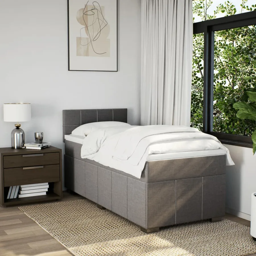 Sommier à lattes de lit avec matelas Taupe 100x200 cm Tissu - 4
