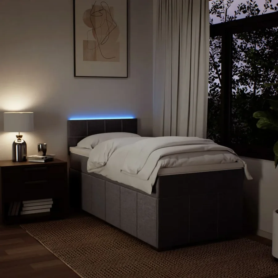Sommier à lattes de lit avec matelas Taupe 100x200 cm Tissu - 5