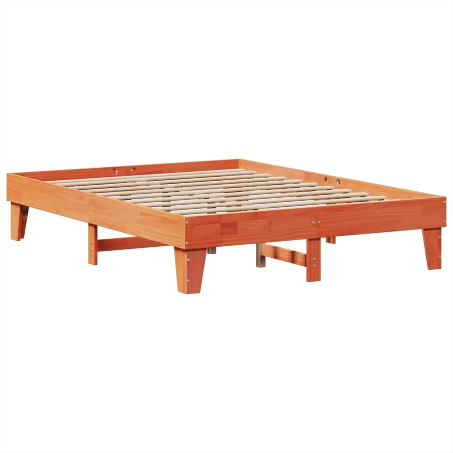 Cadre de lit sans matelas cire marron 150x200cm bois pin massif - 3