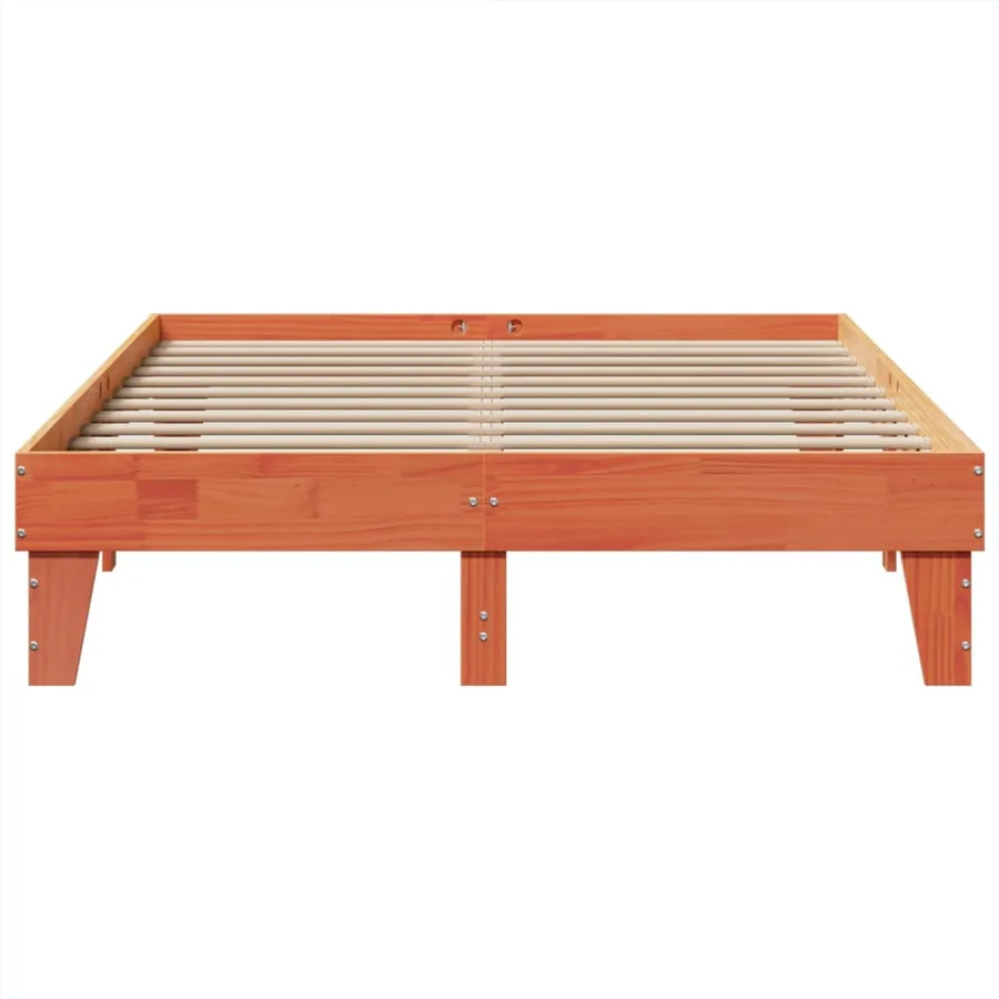 Cadre de lit sans matelas cire marron 150x200cm bois pin massif - 4