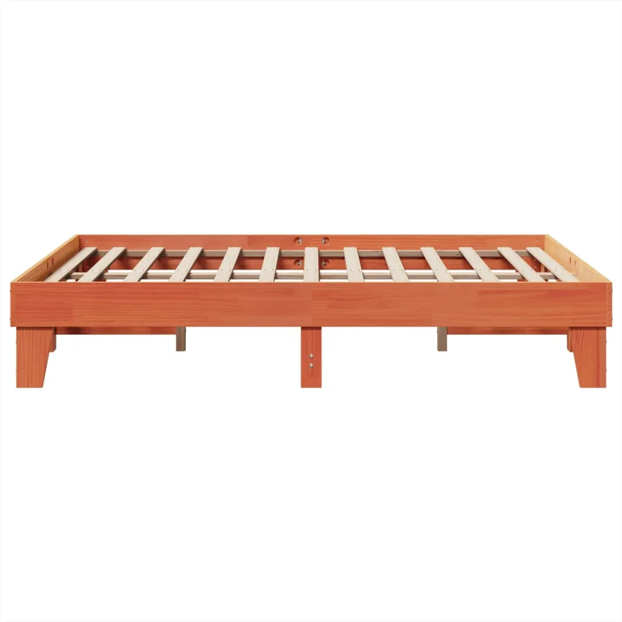 Cadre de lit sans matelas cire marron 150x200cm bois pin massif - 5
