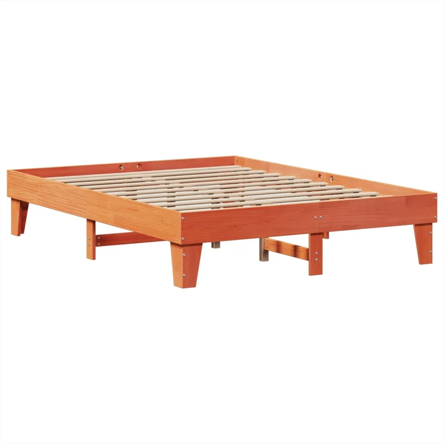 Cadre de lit sans matelas cire marron 150x200cm bois pin massif - 6