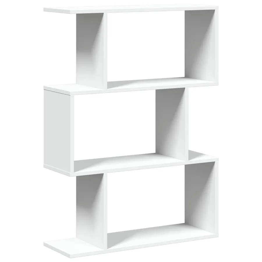 Bibliothèque séparateur de pièce à 3 niveaux Blanc 70 x 24 x 97 cm Bois d'ingénierie - 2