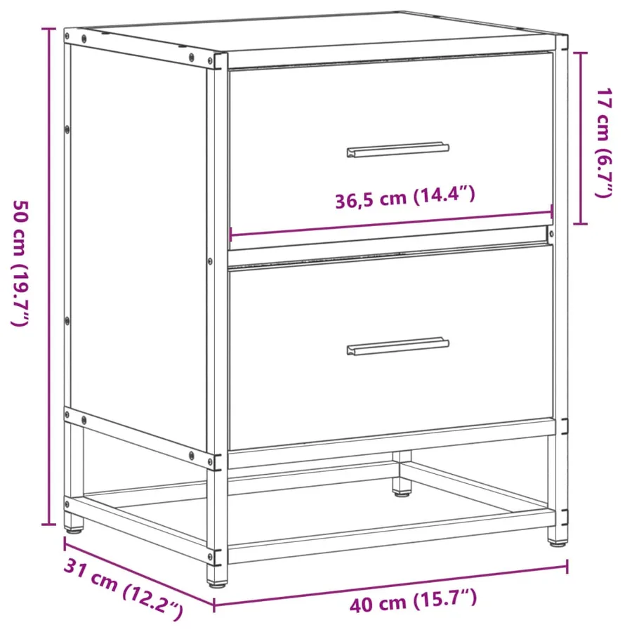 Tables de chevet 2 pcs sonoma gris 40x31x50 cm bois ingénierie - 12