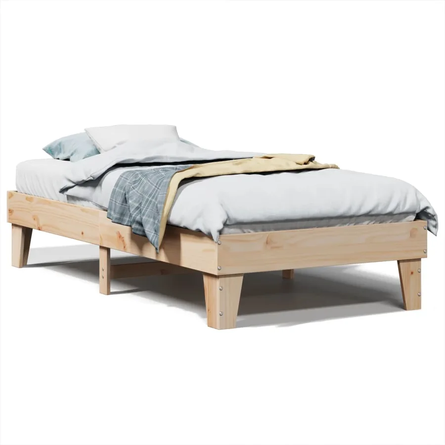 Cadre de lit sans matelas 100x200 cm bois massif de pin - 2