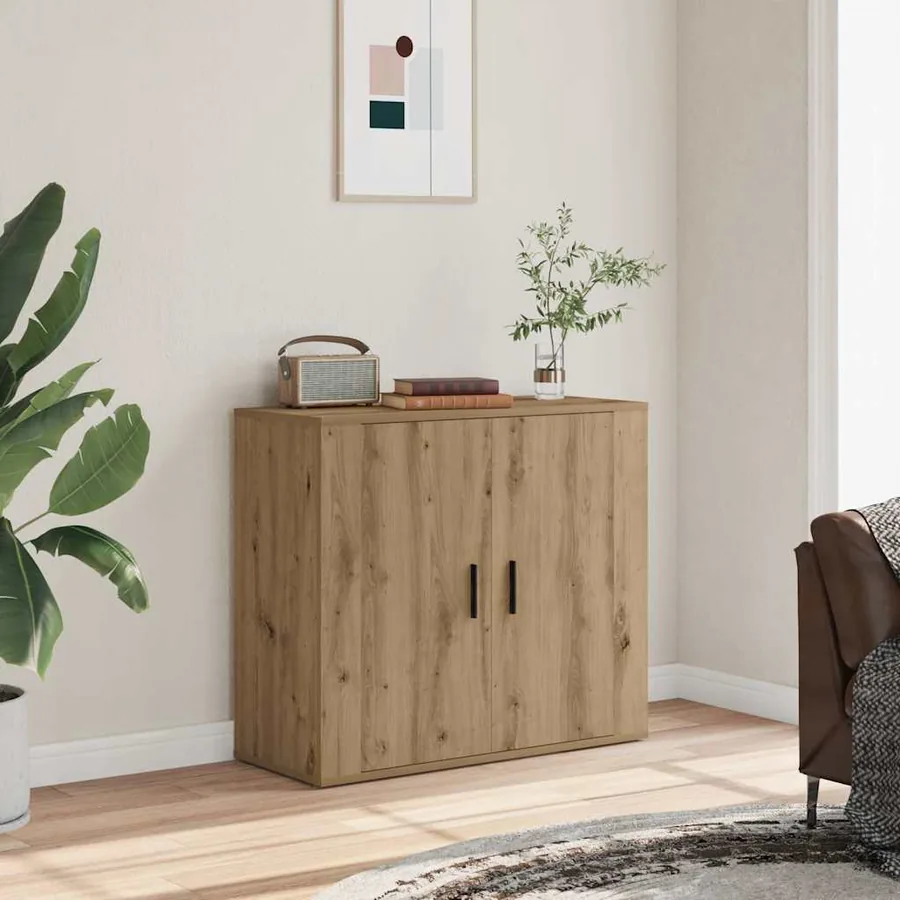 Buffet chêne artisanal 80x33x70 cm bois d'ingénierie