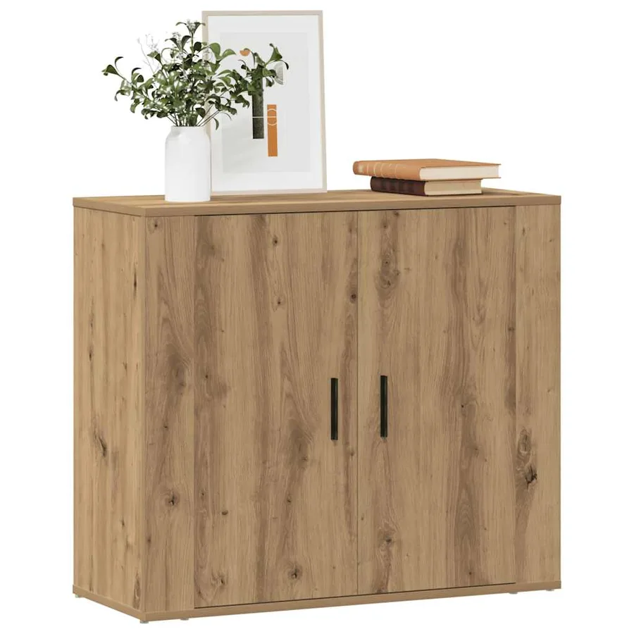 Buffet chêne artisanal 80x33x70 cm bois d'ingénierie - 3