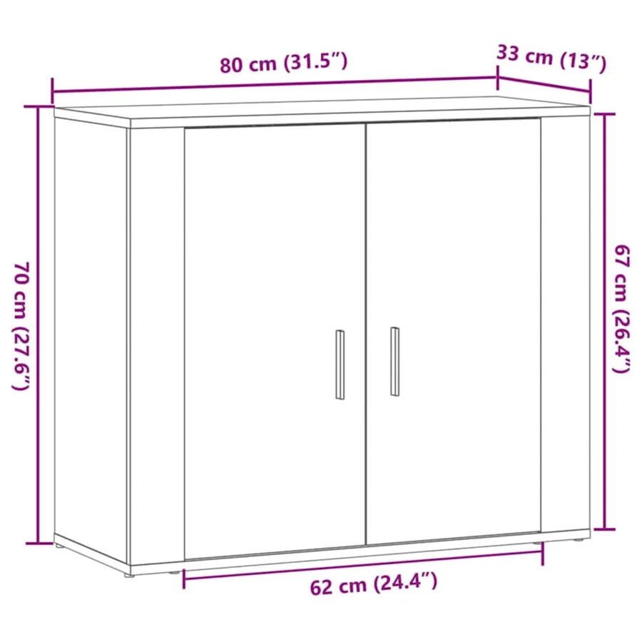 Buffet chêne artisanal 80x33x70 cm bois d'ingénierie - 9