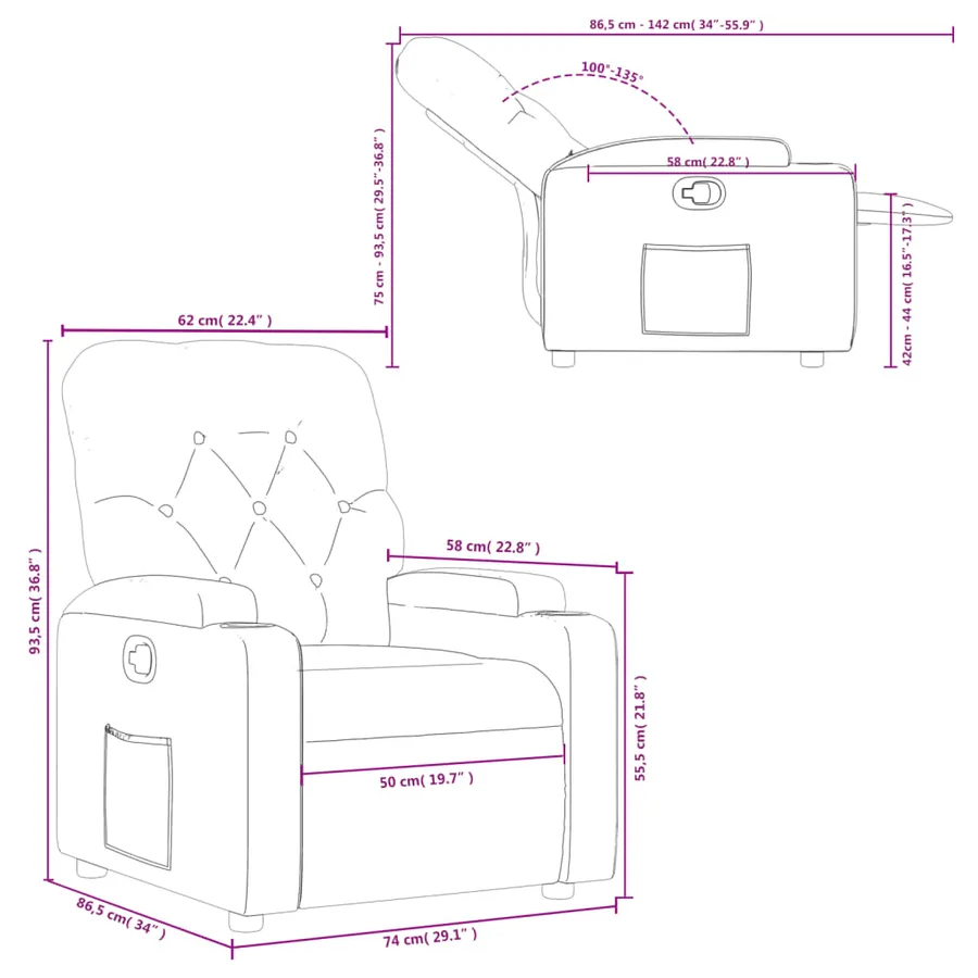 Fauteuil inclinable Cappuccino Similicuir - 11
