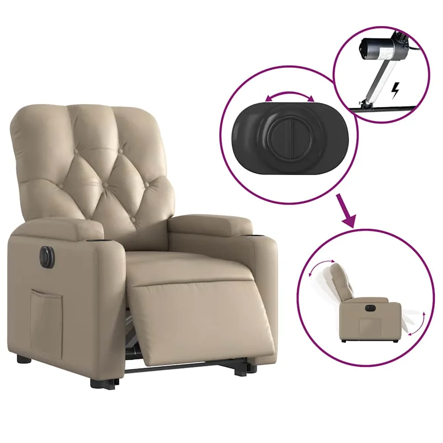 Fauteuil inclinable électrique cappuccino similicuir - 6