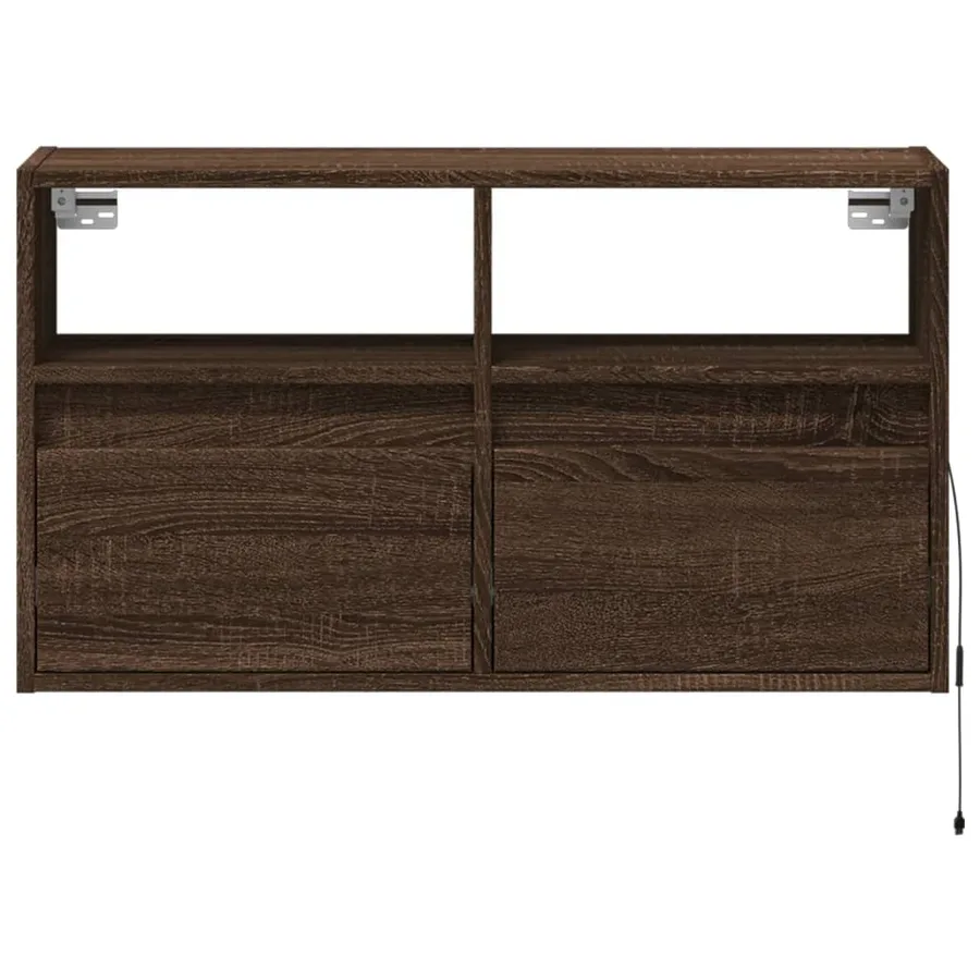 Meuble TV mural avec lumières LED chêne marron 80x31x45 cm - 6