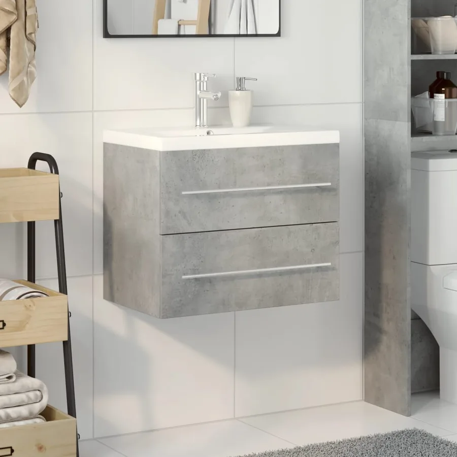 Ensemble de meubles de salle de bain 2 pcs gris béton - 3