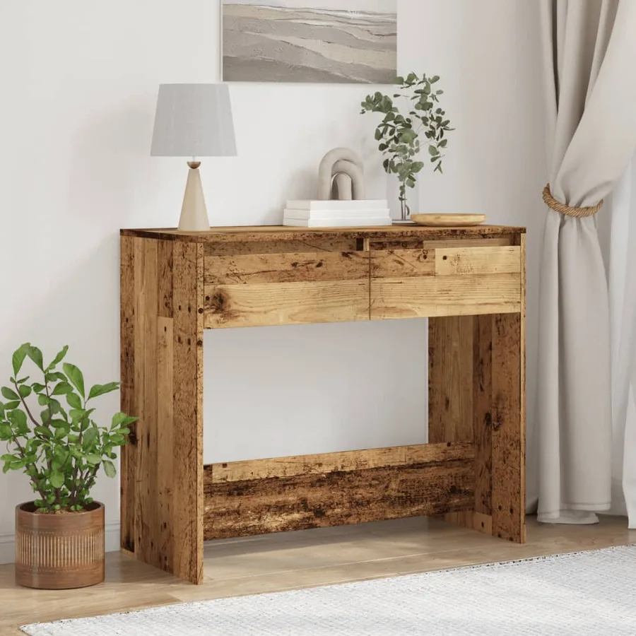 Table console vieux bois 89x41x76,5 cm bois d'ingénierie - 3