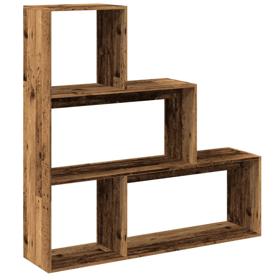 Étagère séparatrice de pièce 3 niveaux vieux bois 123x29x123 cm - 2