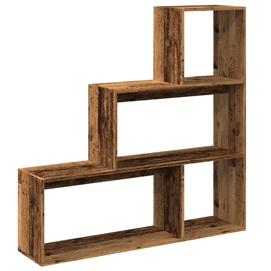 Étagère séparatrice de pièce 3 niveaux vieux bois 123x29x123 cm - 7