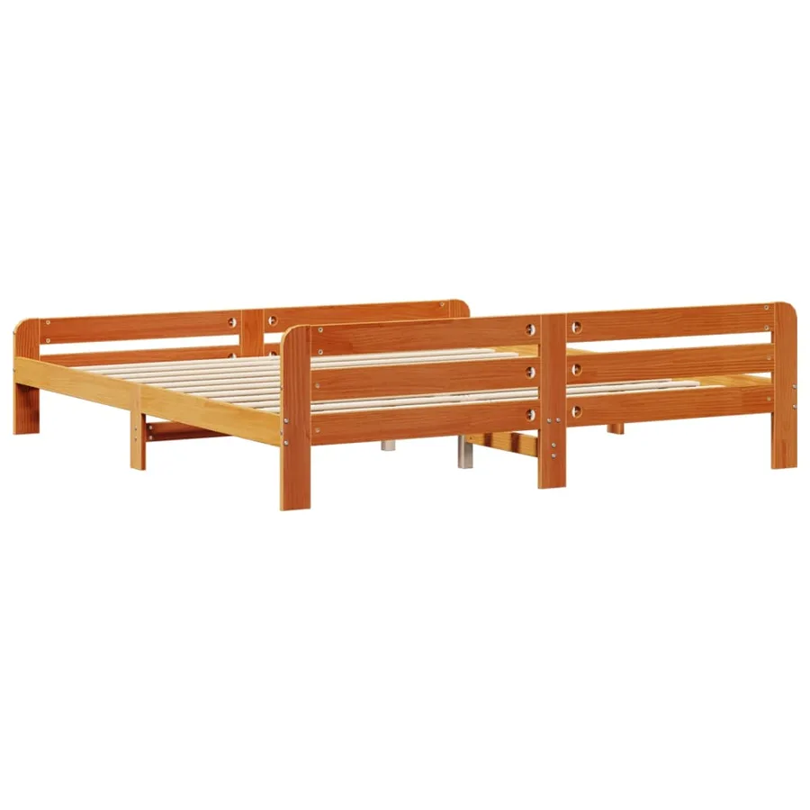 Cadre de lit sans matelas cire marron 180x200cm bois pin massif - 6