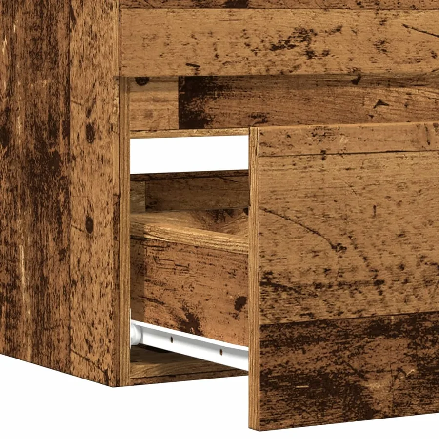 Armoire de salle de bain suspendue vieux bois bois d'ingénierie - 8