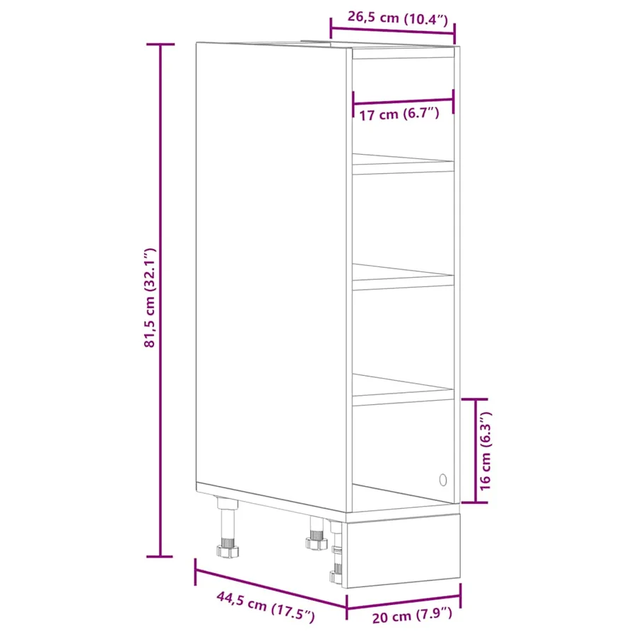 Armoire de plancher "Riga" vieux bois 20x44,5x81,5cm - 9