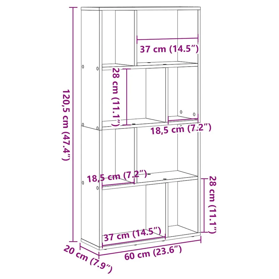 Bibliothèque chêne marron 60x20x120,5 cm bois d'ingénierie - 11