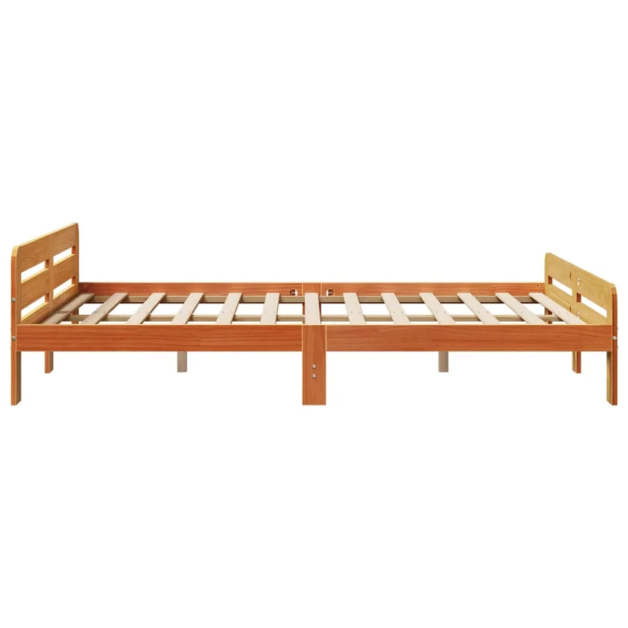 Cadre de lit sans matelas cire marron 150x200cm bois pin massif - 5