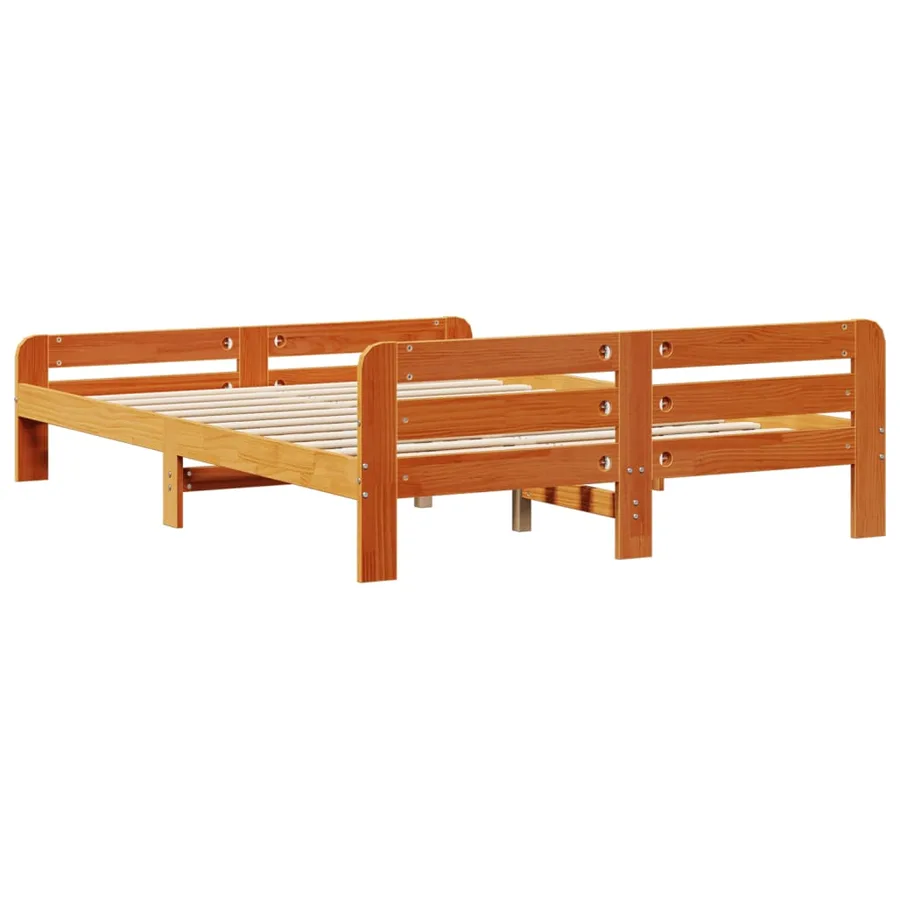 Cadre de lit sans matelas cire marron 150x200cm bois pin massif - 6