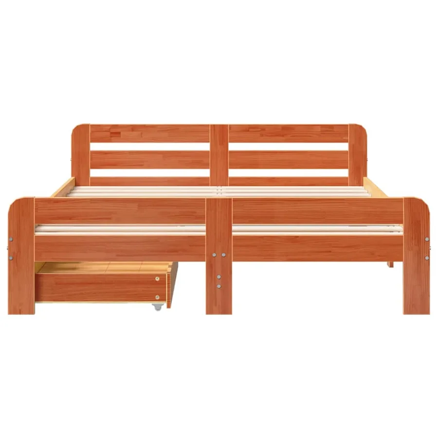 Cadre de lit sans matelas cire marron 150x200cm bois pin massif - 4