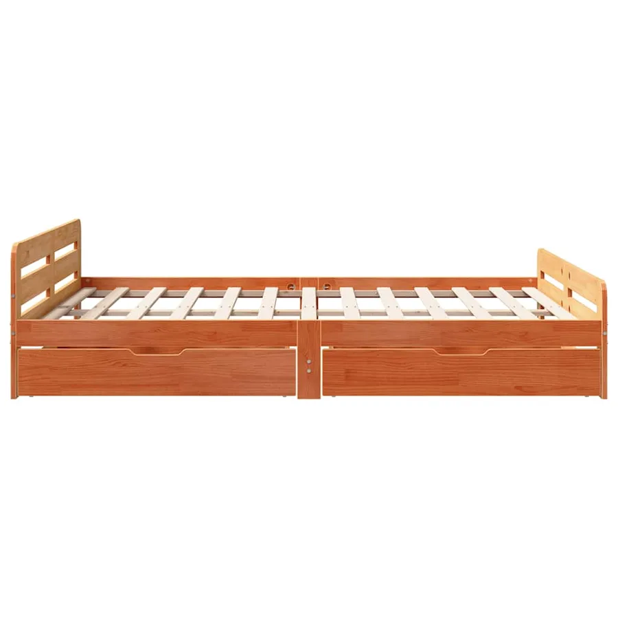 Cadre de lit sans matelas cire marron 150x200cm bois pin massif - 7