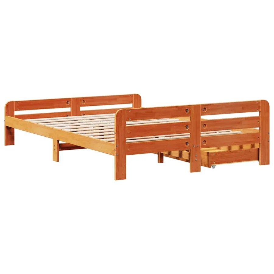 Cadre de lit sans matelas cire marron 150x200cm bois pin massif - 8