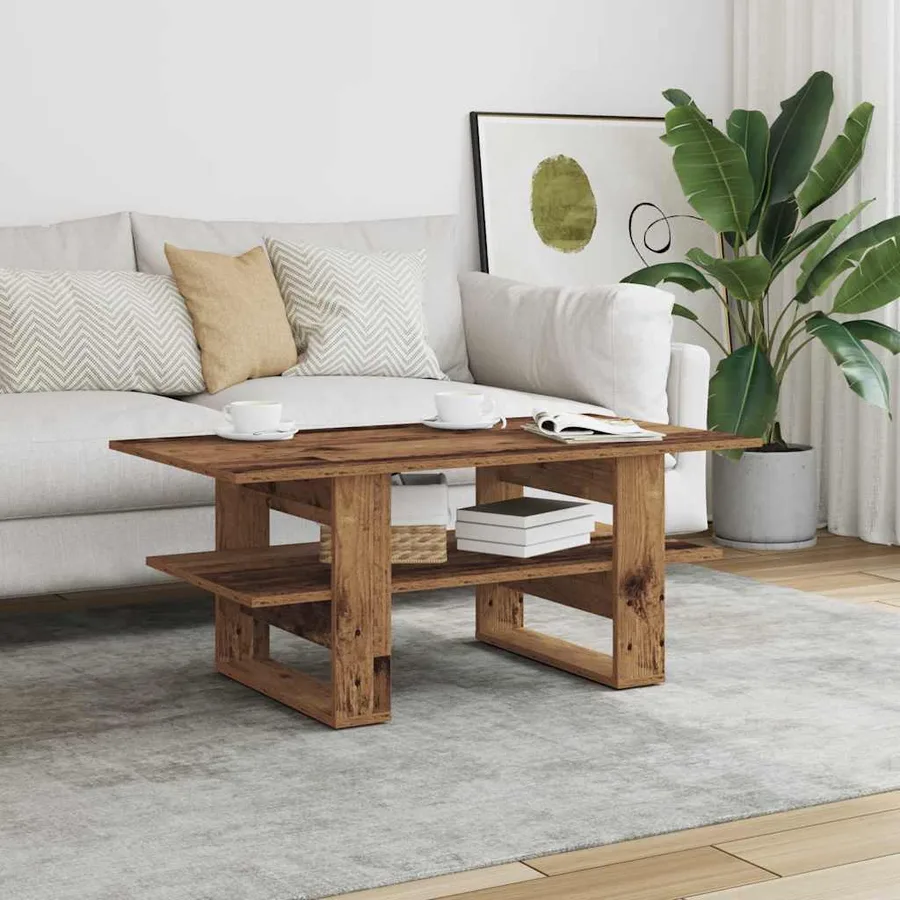 Table basse vieux bois 102x55x42 cm bois d'ingénierie - 3