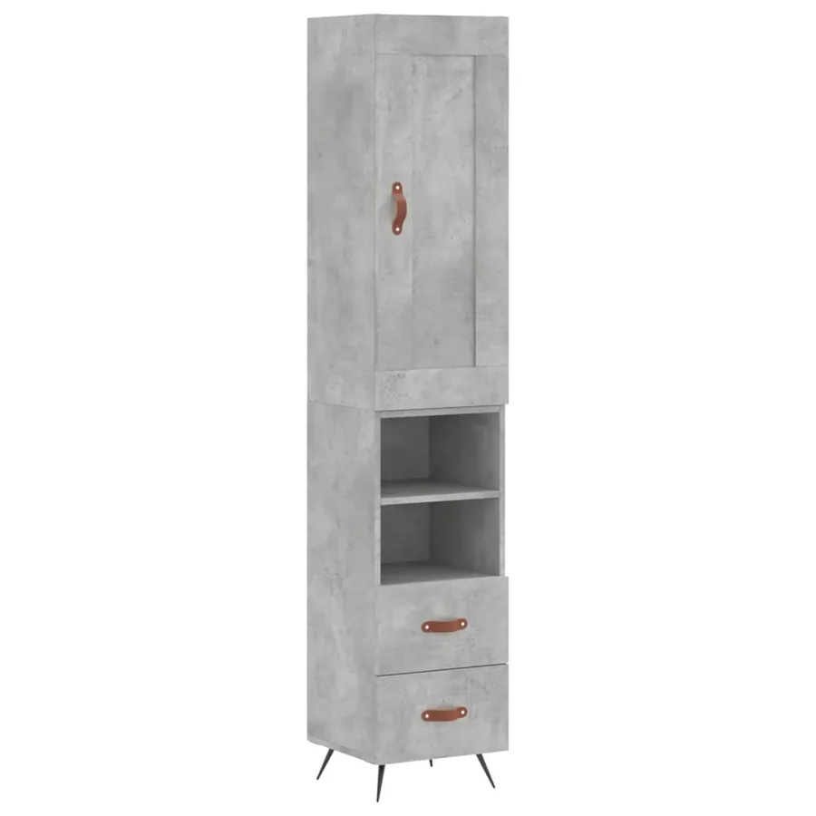Buffet haut Gris béton 34,5x34x180 cm Bois d'ingénierie - 2