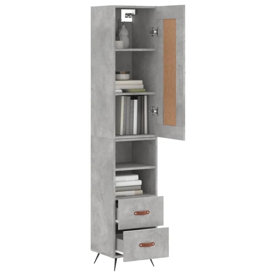 Buffet haut Gris béton 34,5x34x180 cm Bois d'ingénierie - 3