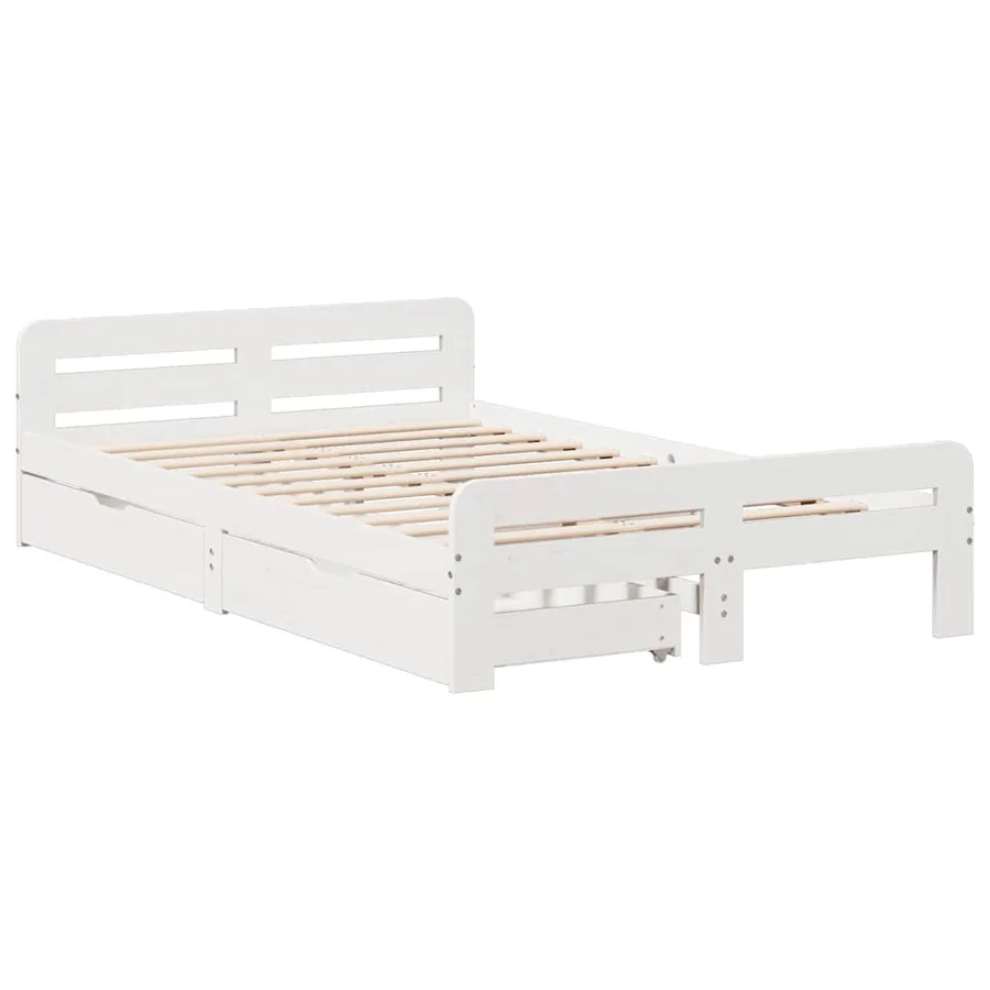 Cadre de lit sans matelas blanc 135x190 cm bois de pin massif - 3