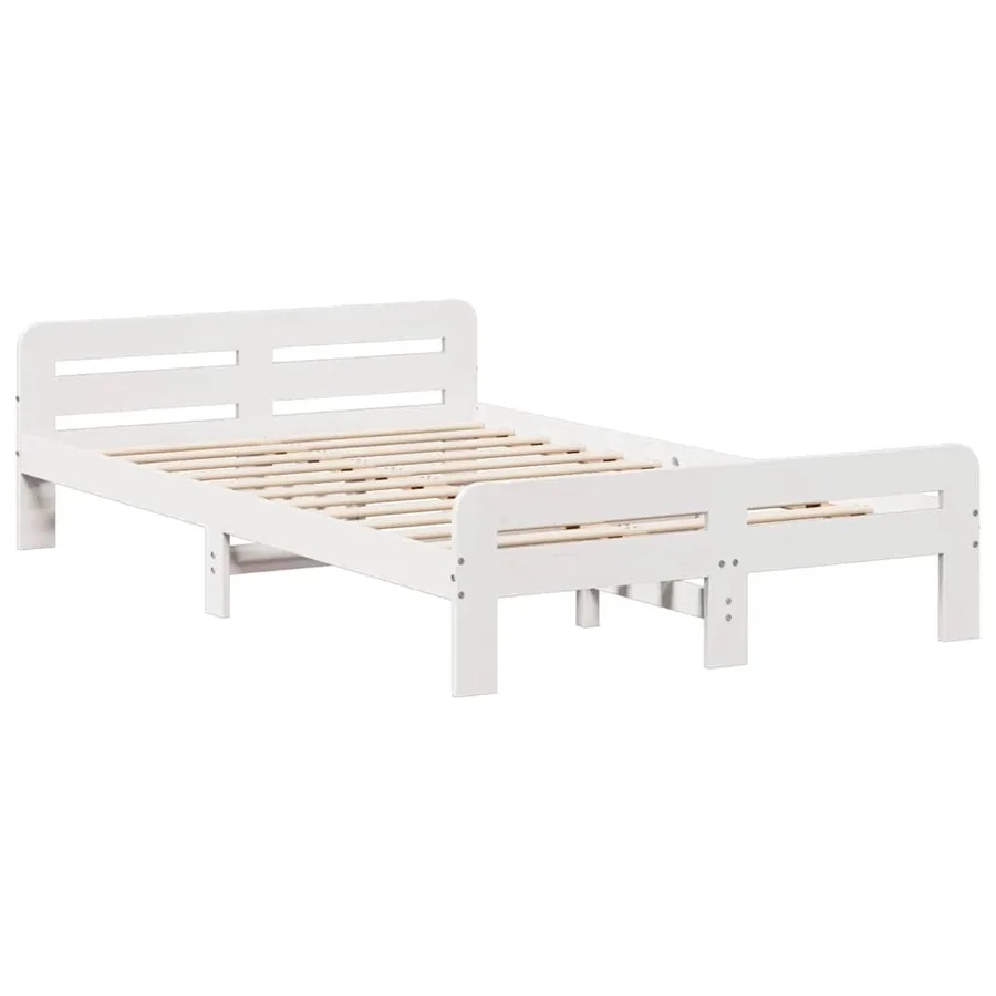 Cadre de lit sans matelas blanc 135x190 cm bois de pin massif - 5