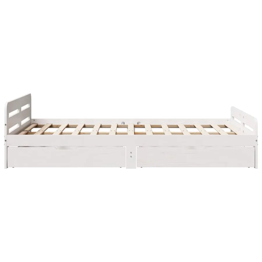 Cadre de lit sans matelas blanc 135x190 cm bois de pin massif - 7