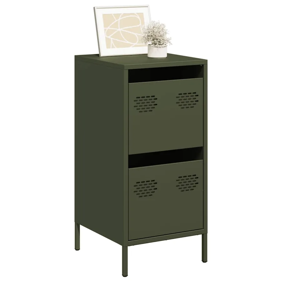 Buffet vert olive 35x39x73,5 cm acier laminé à froid