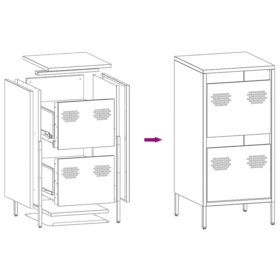 Buffet vert olive 35x39x73,5 cm acier laminé à froid - 11