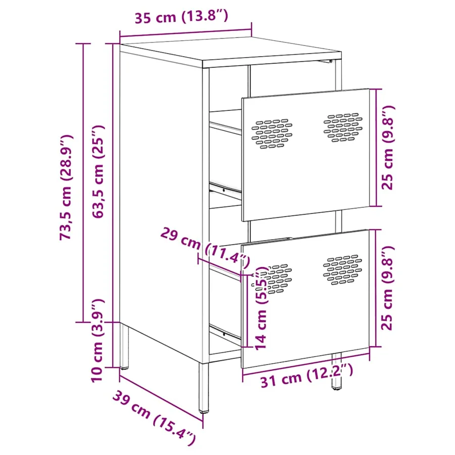 Buffet vert olive 35x39x73,5 cm acier laminé à froid - 13