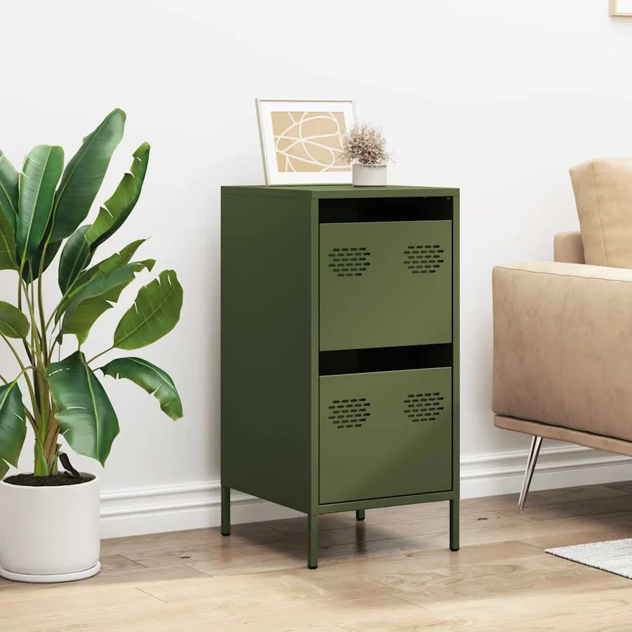 Buffet vert olive 35x39x73,5 cm acier laminé à froid - 3