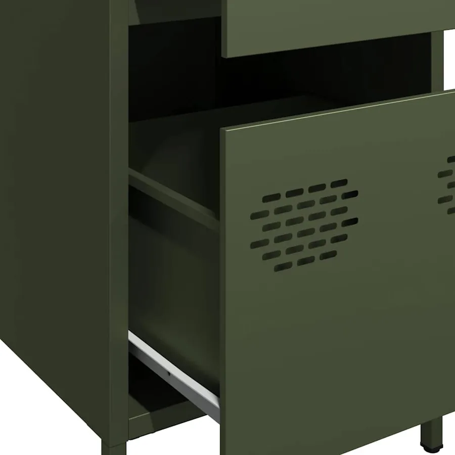 Buffet vert olive 35x39x73,5 cm acier laminé à froid - 9