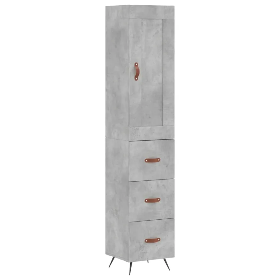 Buffet haut Gris béton 34,5x34x180 cm Bois d'ingénierie - 2