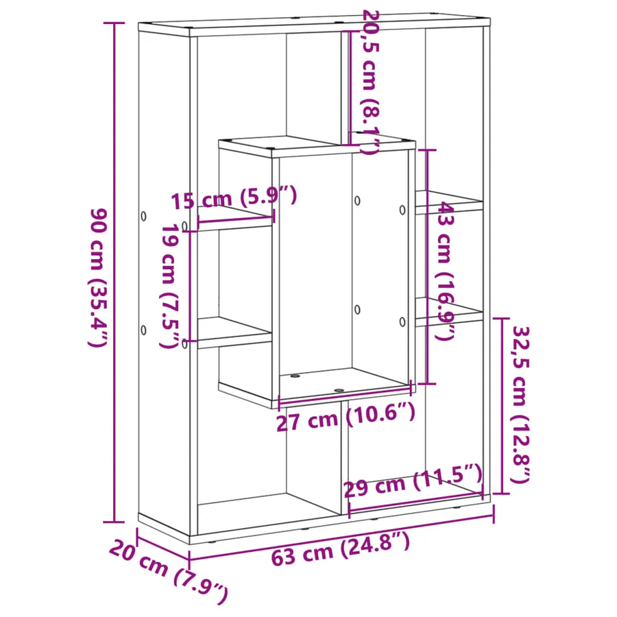 Bibliothèque vieux bois 63x20x90 cm bois d'ingénierie - 11
