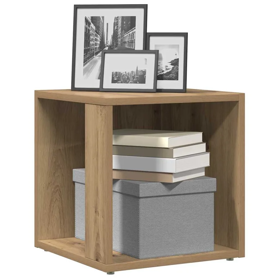 Table d'appoint chêne artisanal 33x33x34 cm bois d'ingénierie
