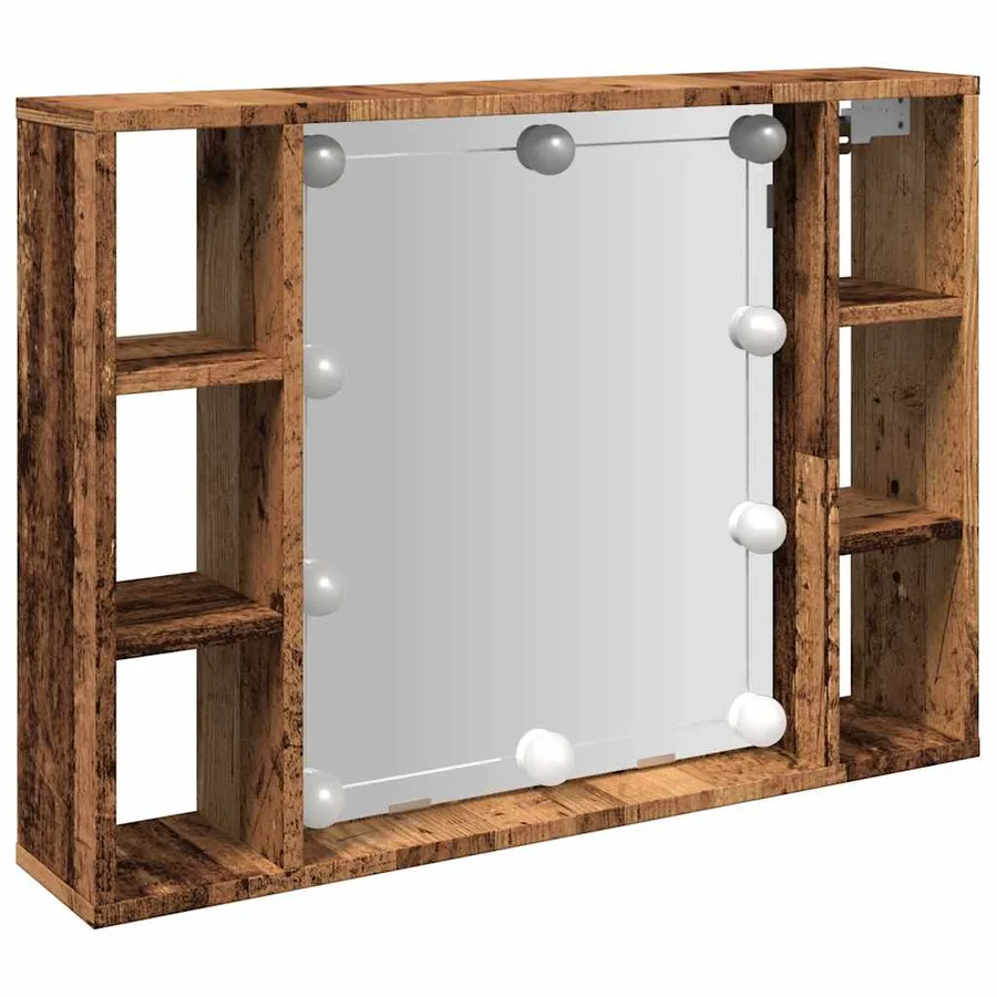 Armoire à miroir et LED vieux bois 76x15x55cm bois d'ingénierie - 2