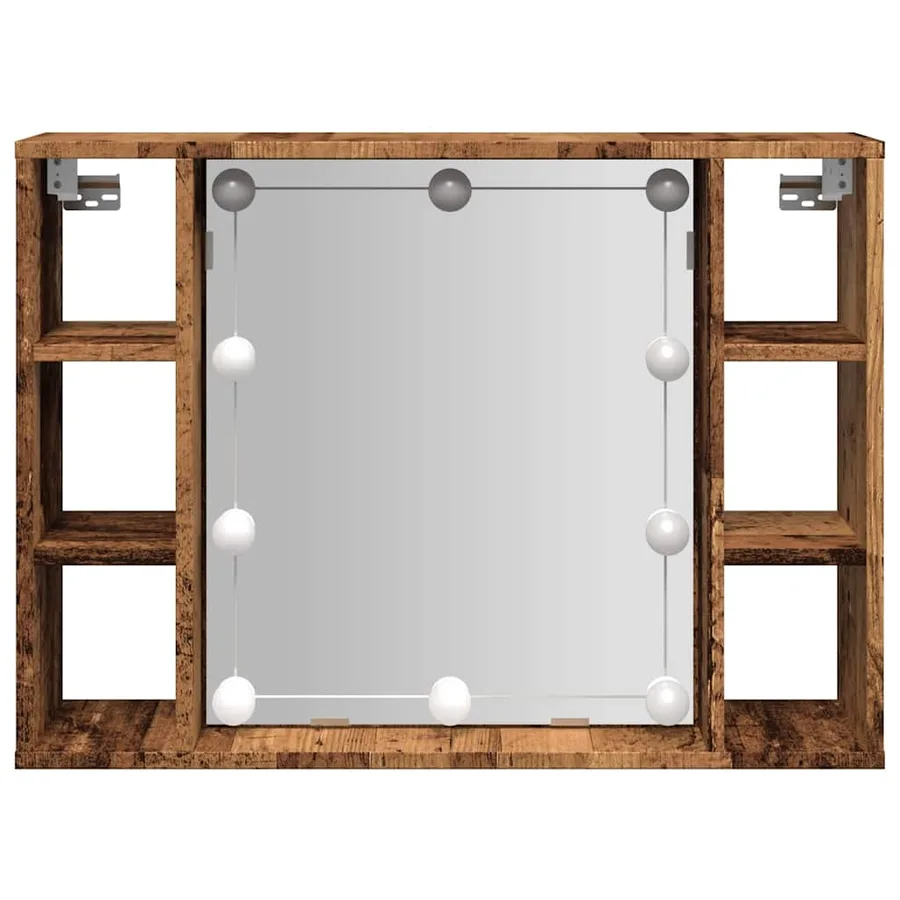 Armoire à miroir et LED vieux bois 76x15x55cm bois d'ingénierie - 5